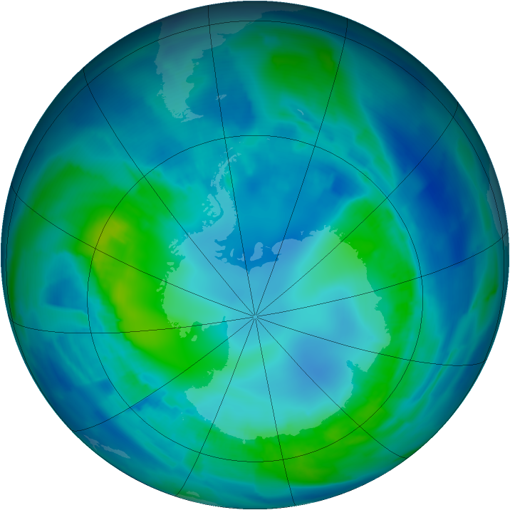 Antarctic ozone map for 24 April 2012